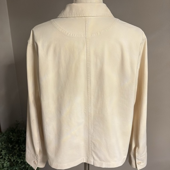 Uniqlo women’s OVERSIZED Med cotton stretch utility Jacket cream button up - Picture 9 of 15